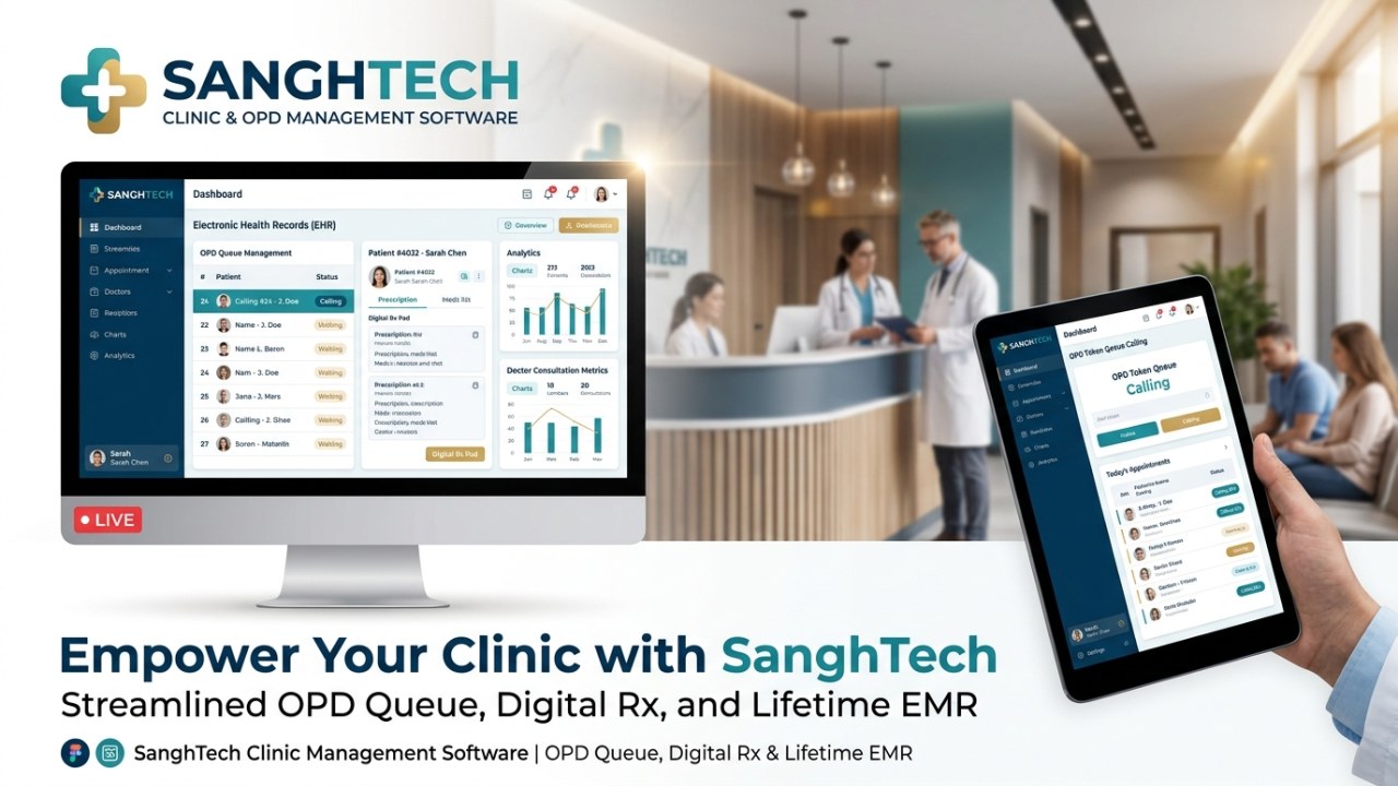 Best Clinic Management Software in Bareilly - Sanghtech Doctor Rx Pad & OPD Token System