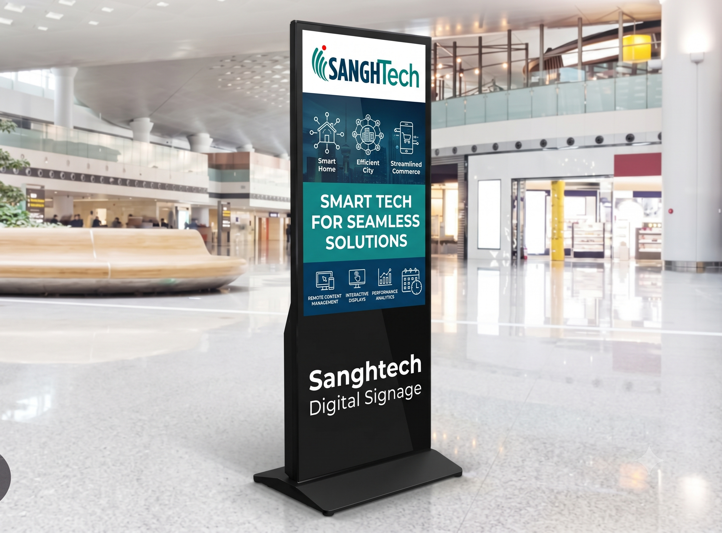 SanghTech Smart Digital Signage Interactive Vertical Kiosk Totem