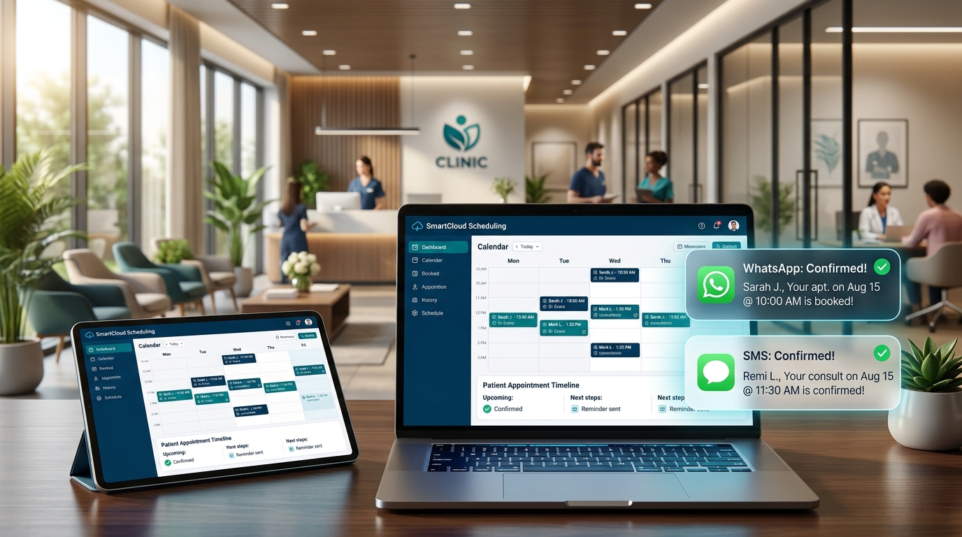 Smart Appointment Scheduling Software Dashboard with Calendar and Automated WhatsApp Reminders